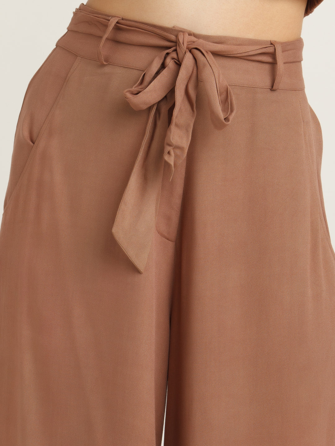 Brown Solid Fitted Trouser - Image 6