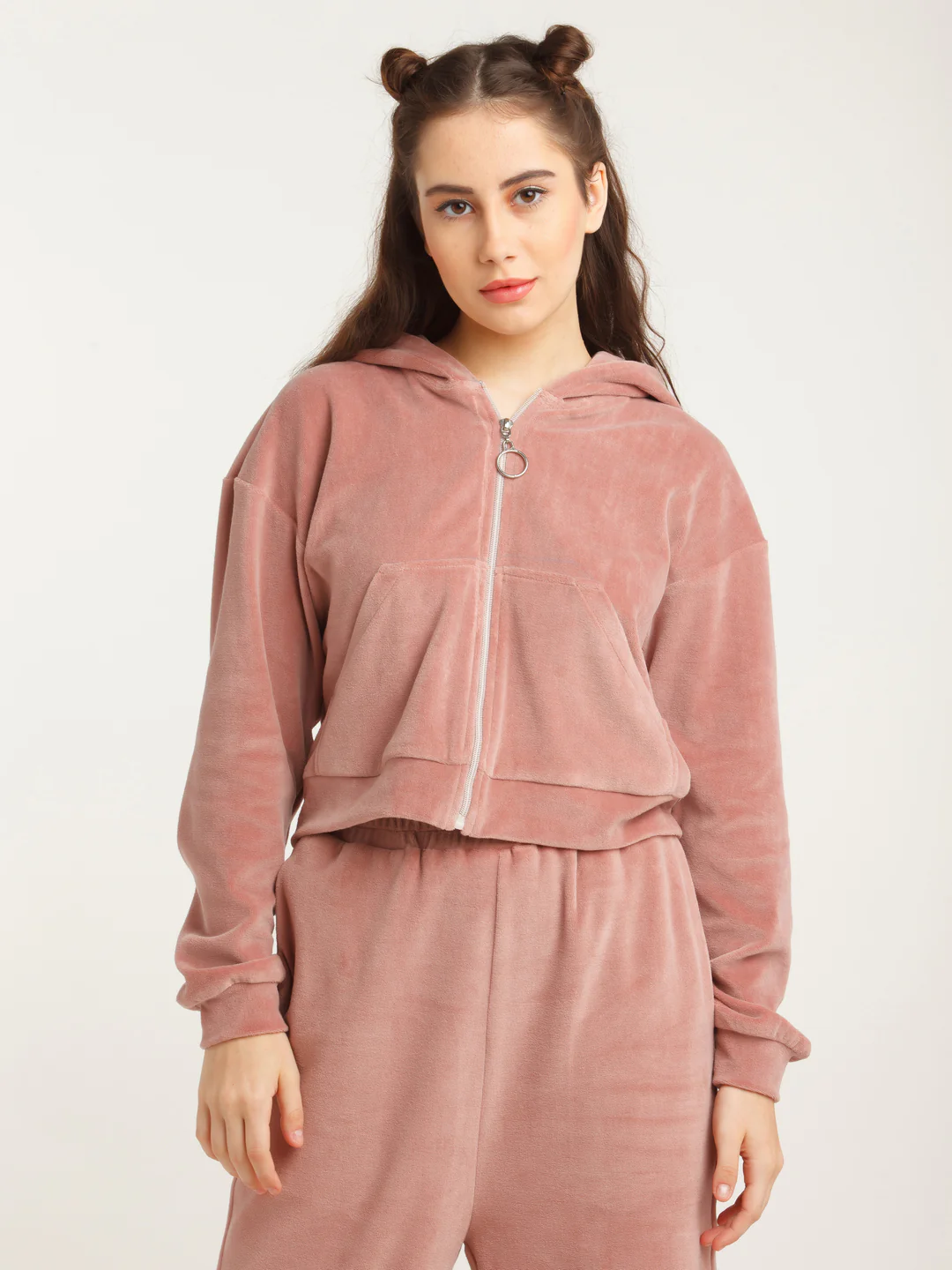 Brown Solid Hoodie - Image 2