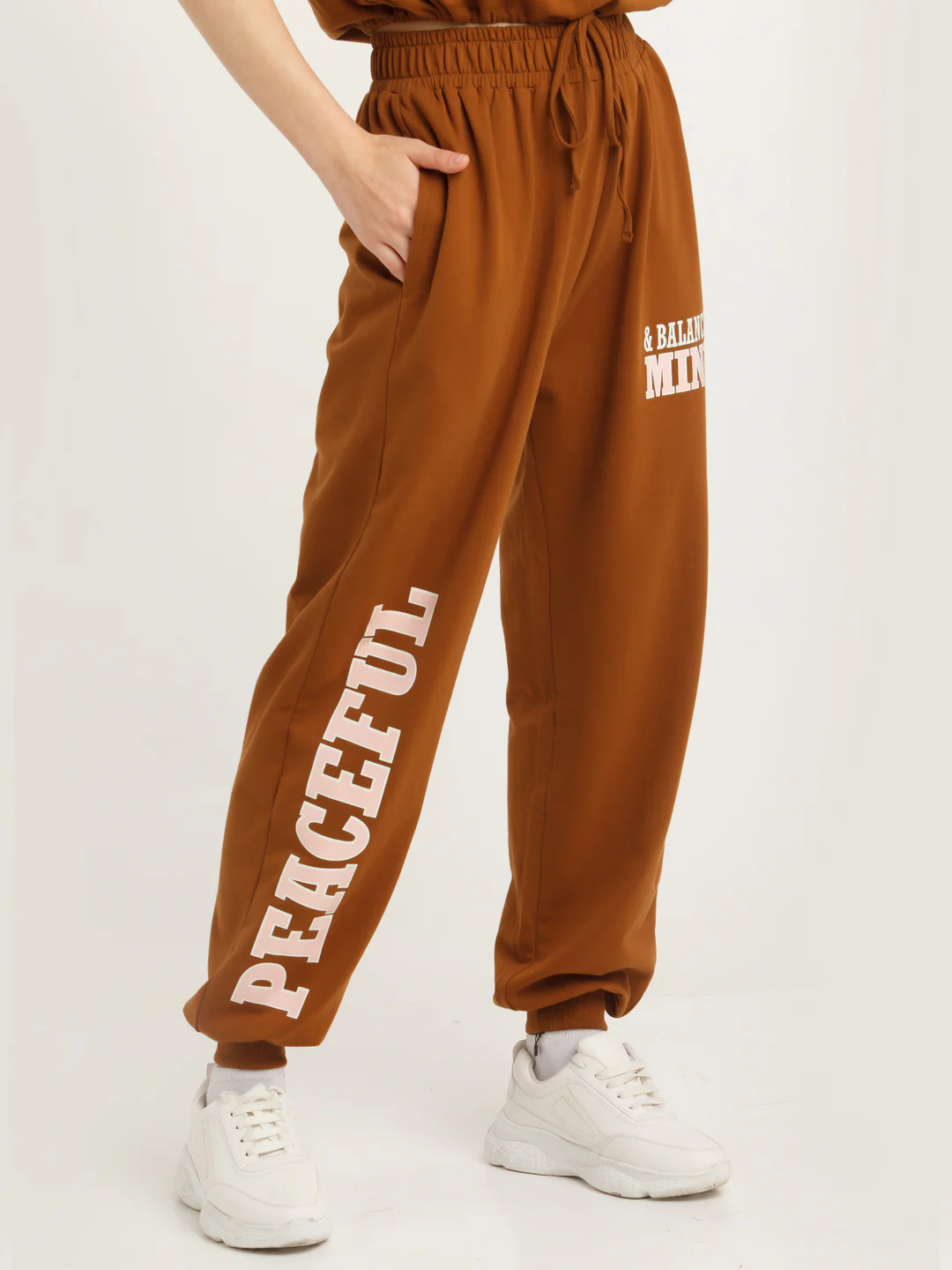 Brown Solid Joggers - Image 3