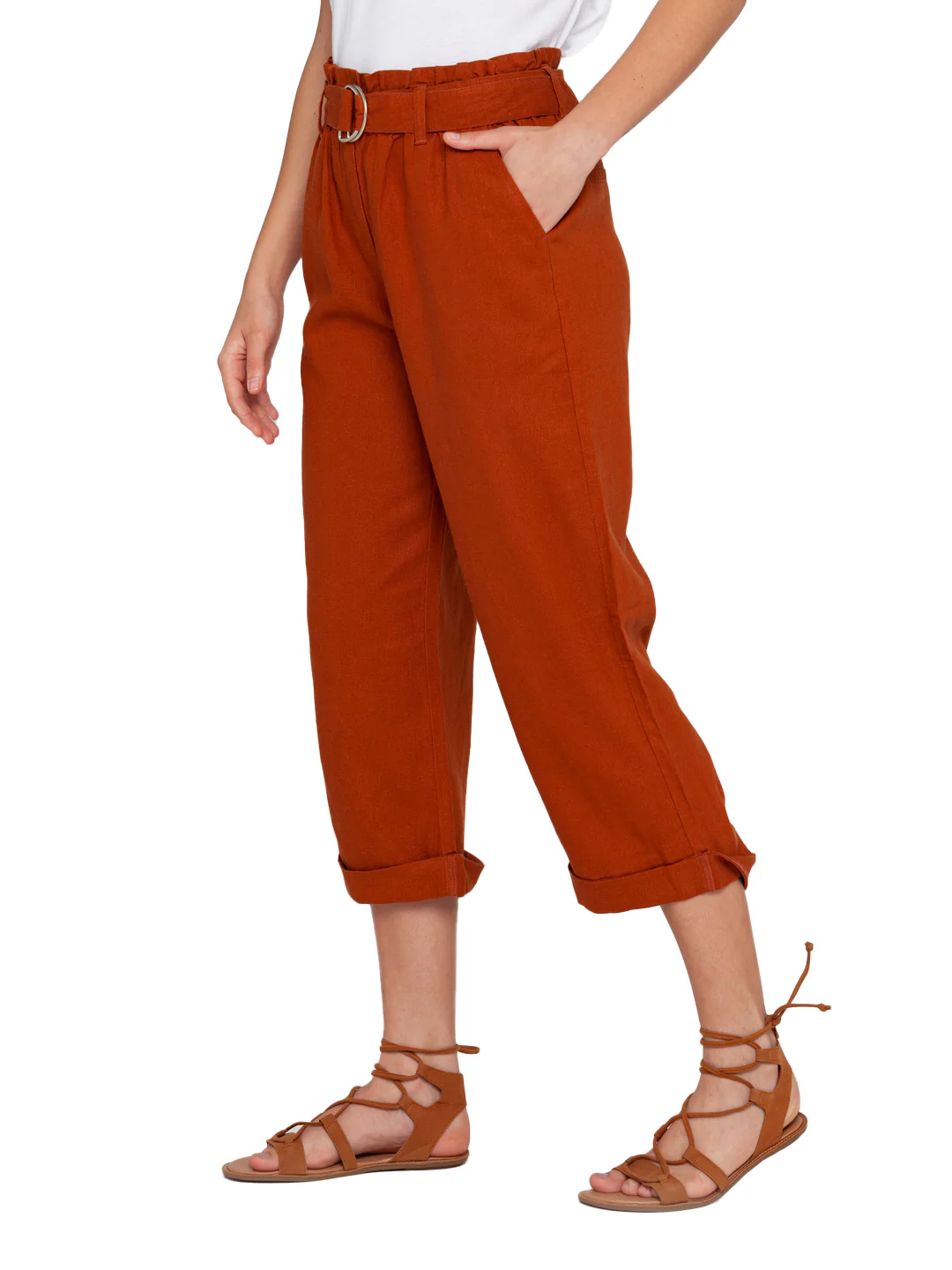 Brown Solid Pleated Trouser - Image 6