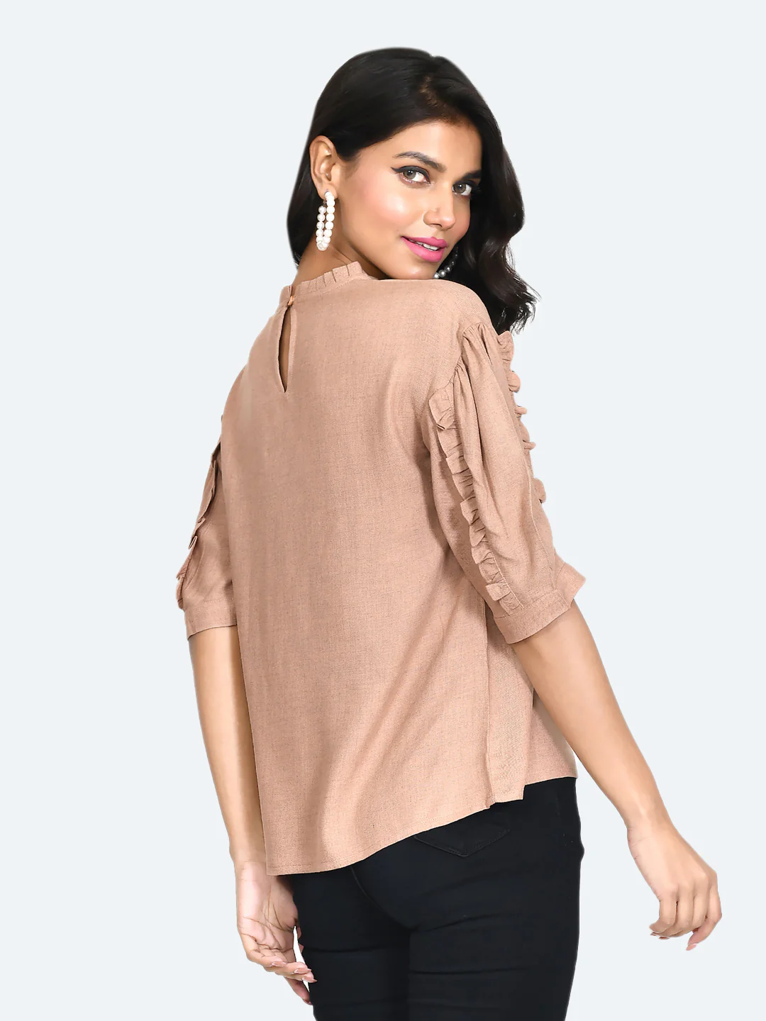 Brown Solid Regular Top - Image 4