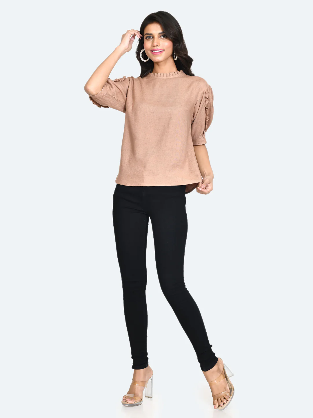 Brown Solid Regular Top - Image 5