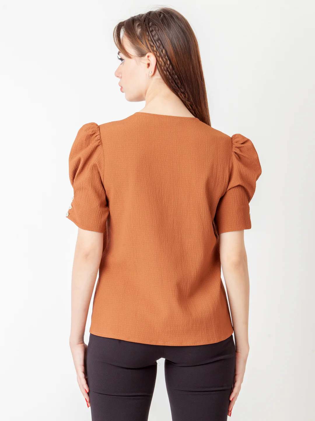 Brown Solid Regular Top - Image 4