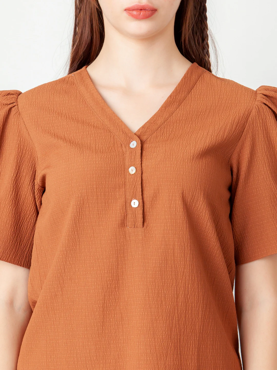Brown Solid Regular Top - Image 6