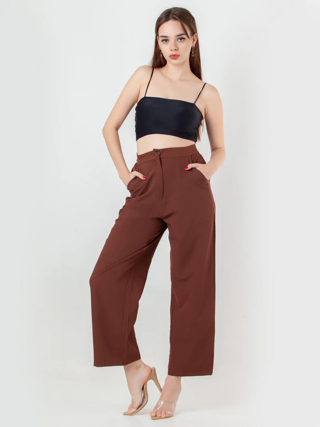 Brown Solid Regular Trouser
