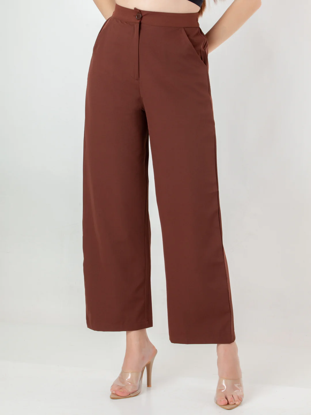 Brown Solid Regular Trouser - Image 2