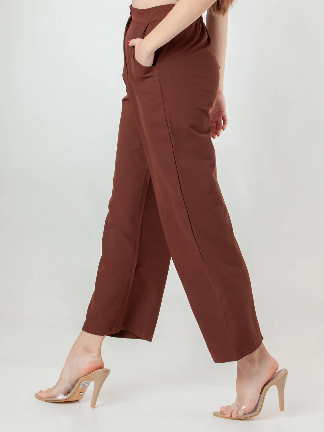 Brown Solid Regular Trouser - Image 3