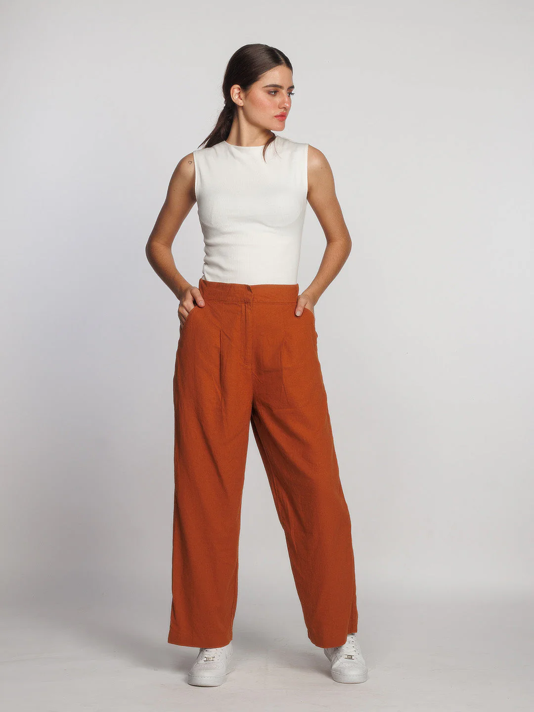 Brown Solid Regular Trouser