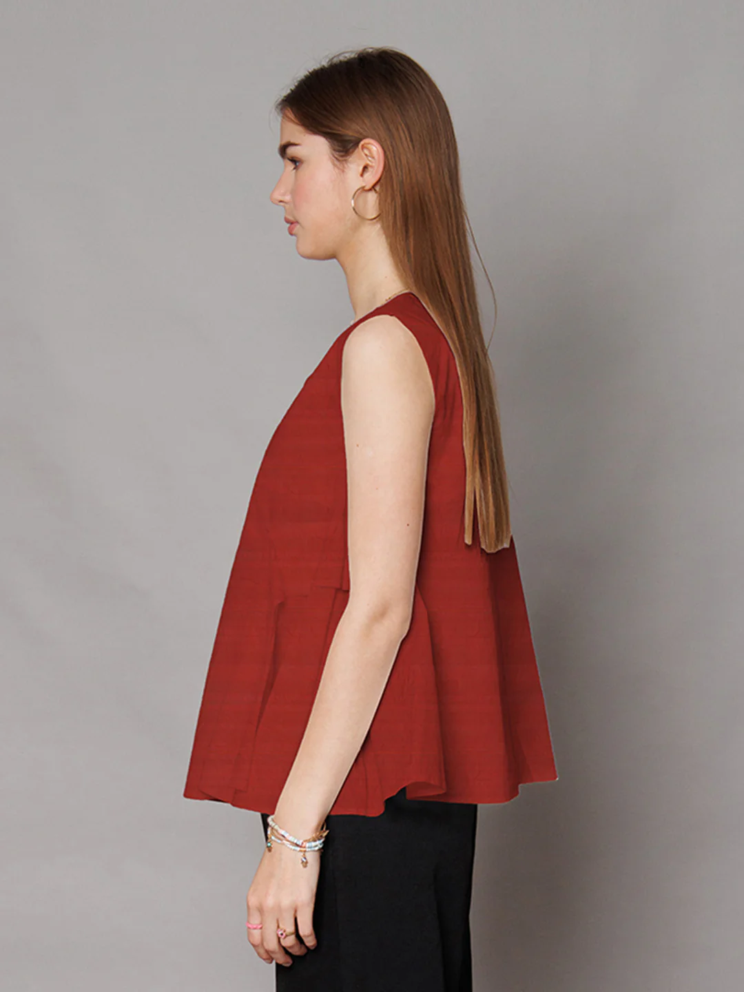 Brown Solid Relaxed Fit Top - Image 3