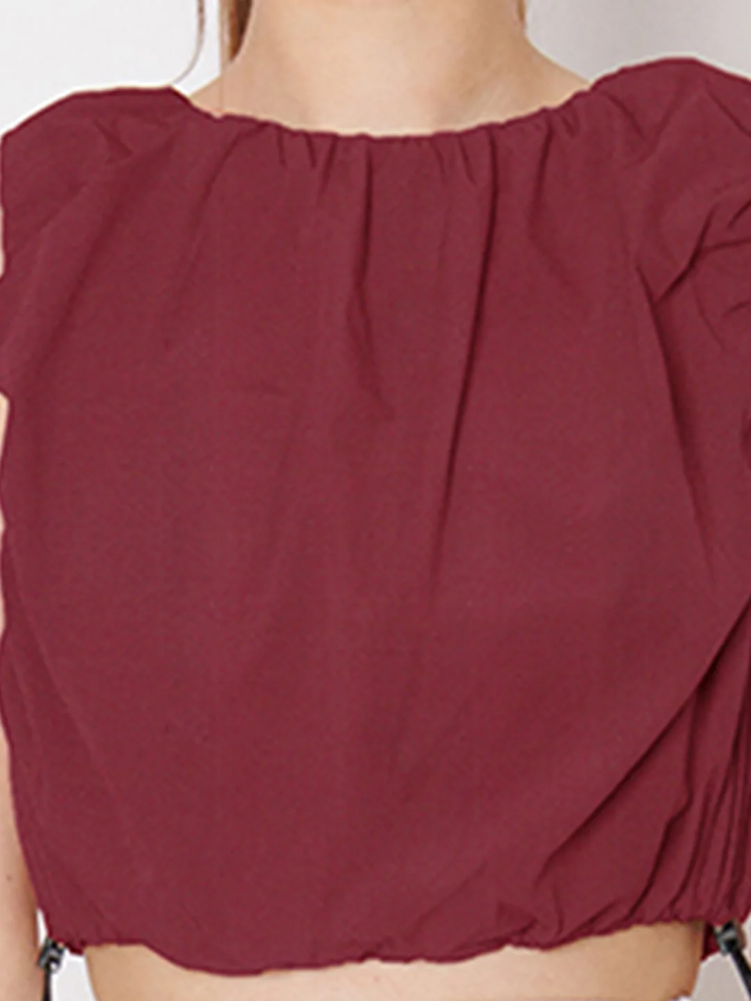 Brown Solid Straight Fit Crop Top - Image 5