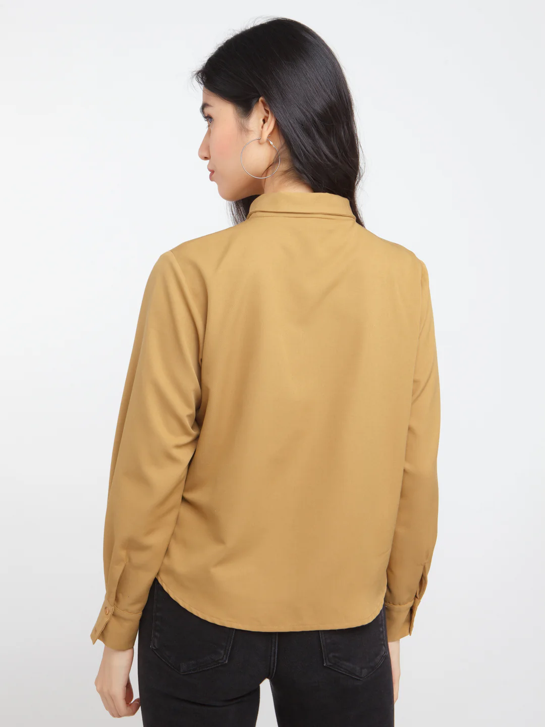 Brown Solid Straight Shirt - Image 4