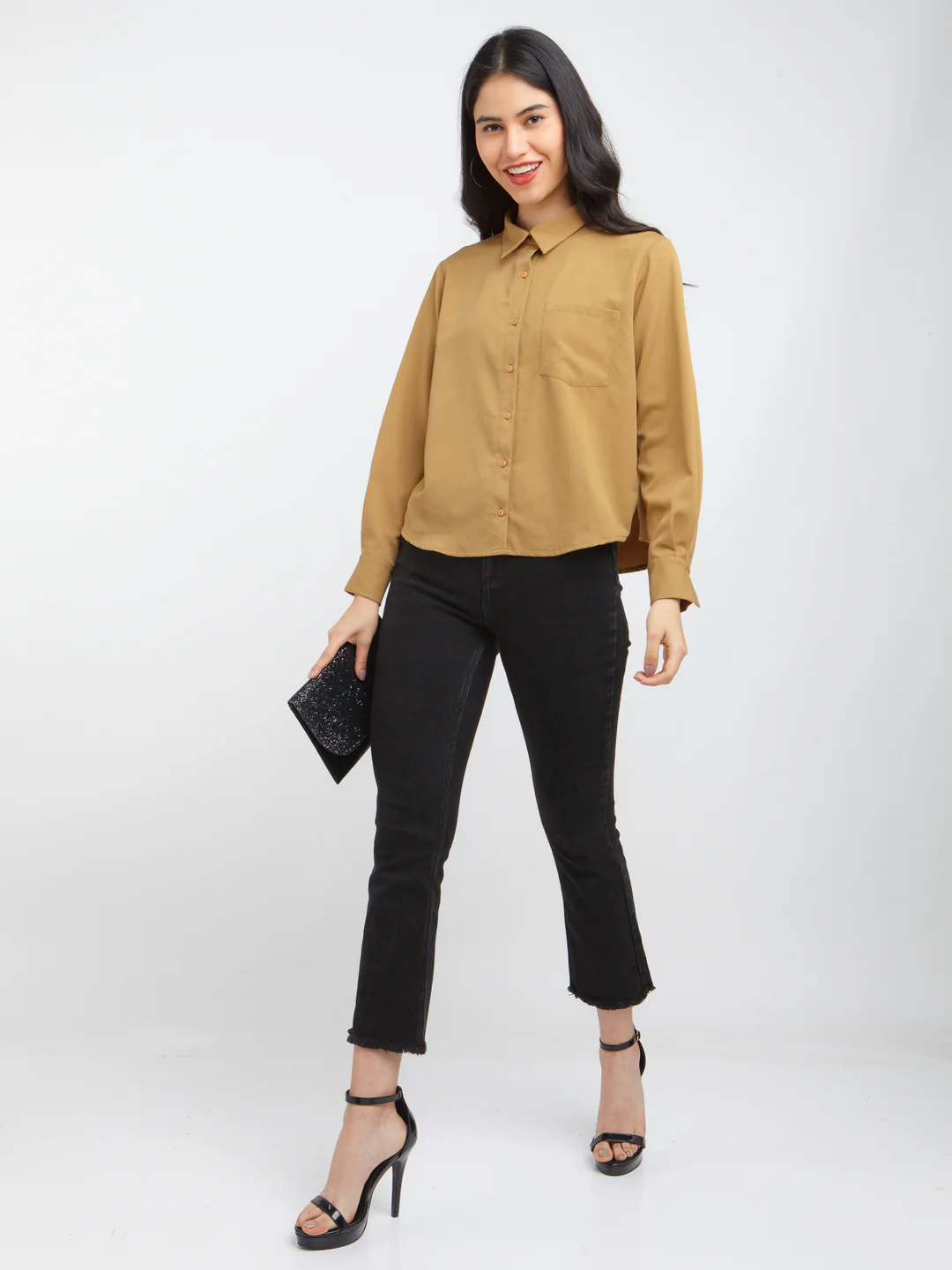 Brown Solid Straight Shirt - Image 5