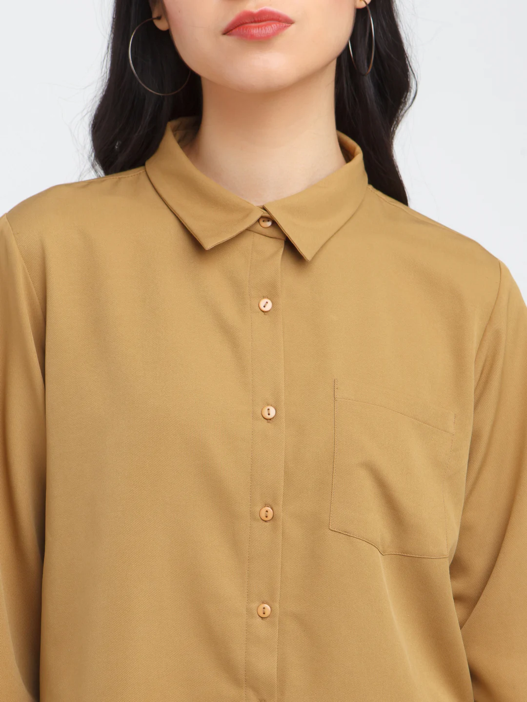 Brown Solid Straight Shirt - Image 6