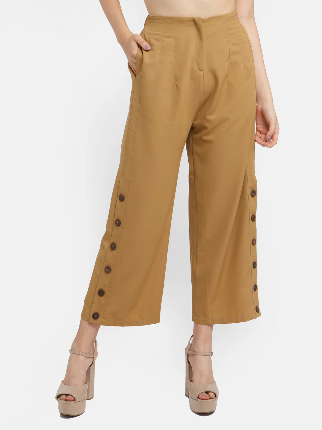 Brown Solid Straight Trouser - Image 2