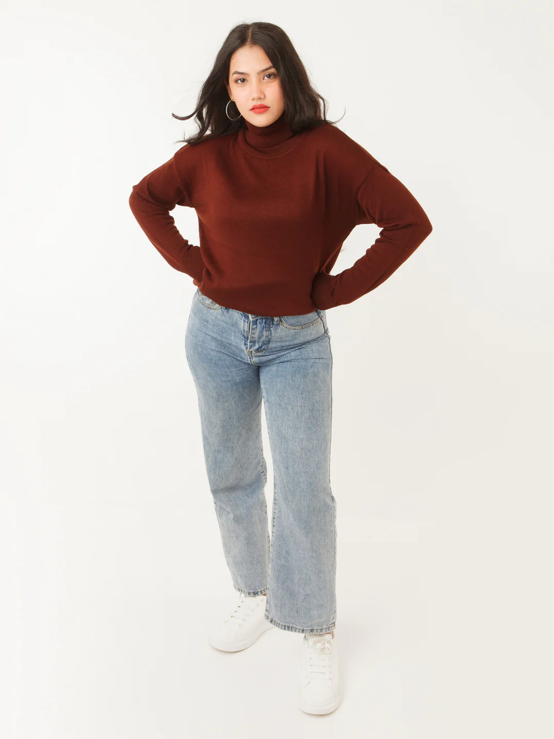 Brown Solid Sweater