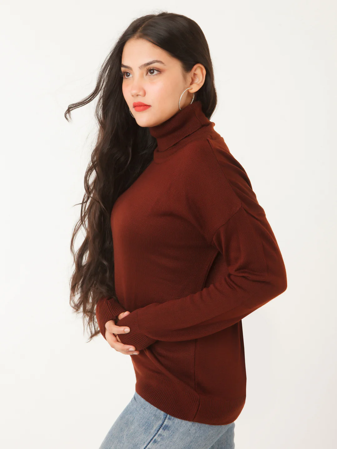 Brown Solid Sweater - Image 3