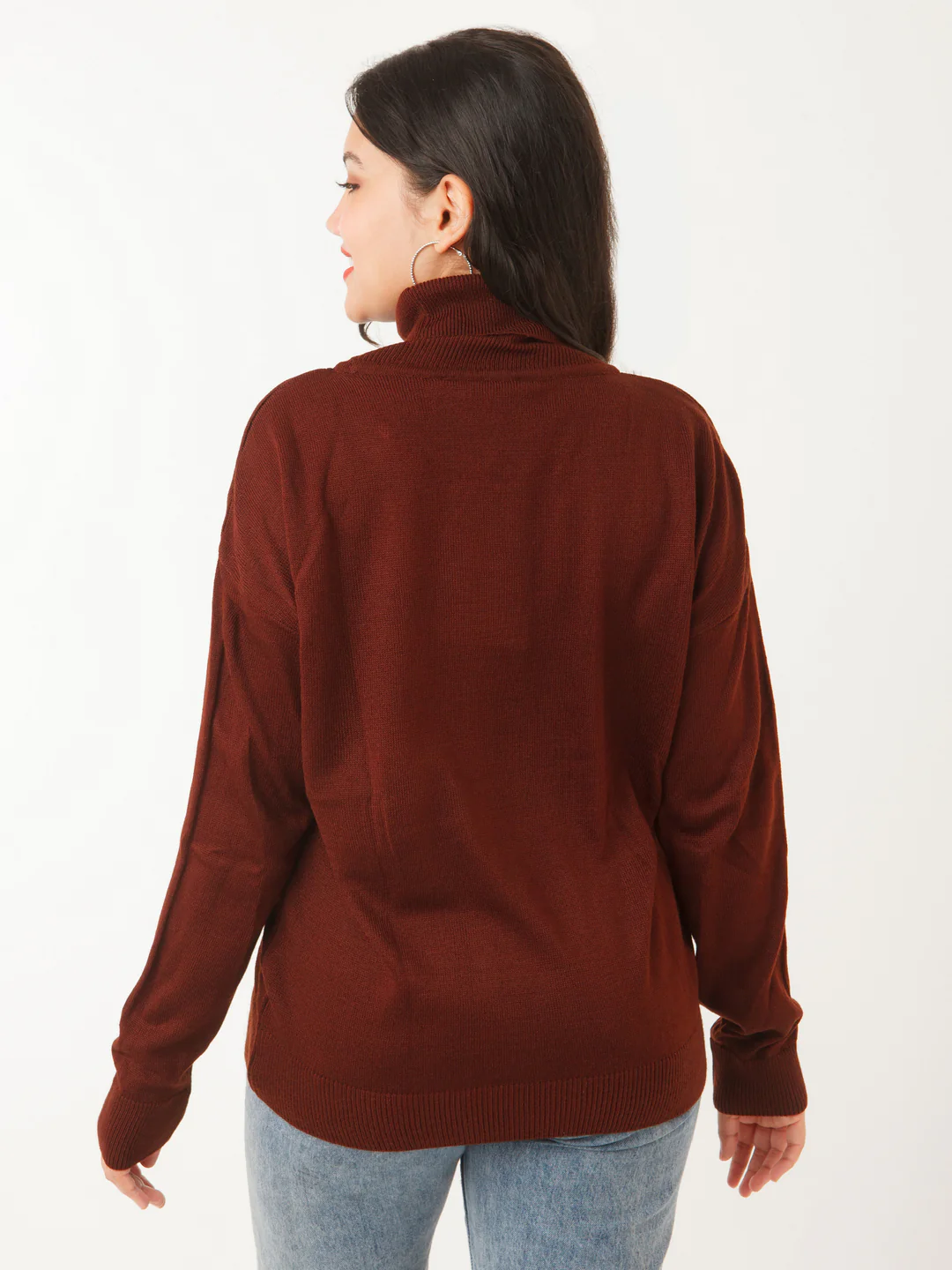 Brown Solid Sweater - Image 4