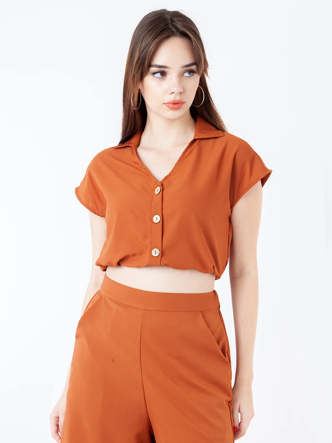 Brown Solid Tapered Top - Image 2