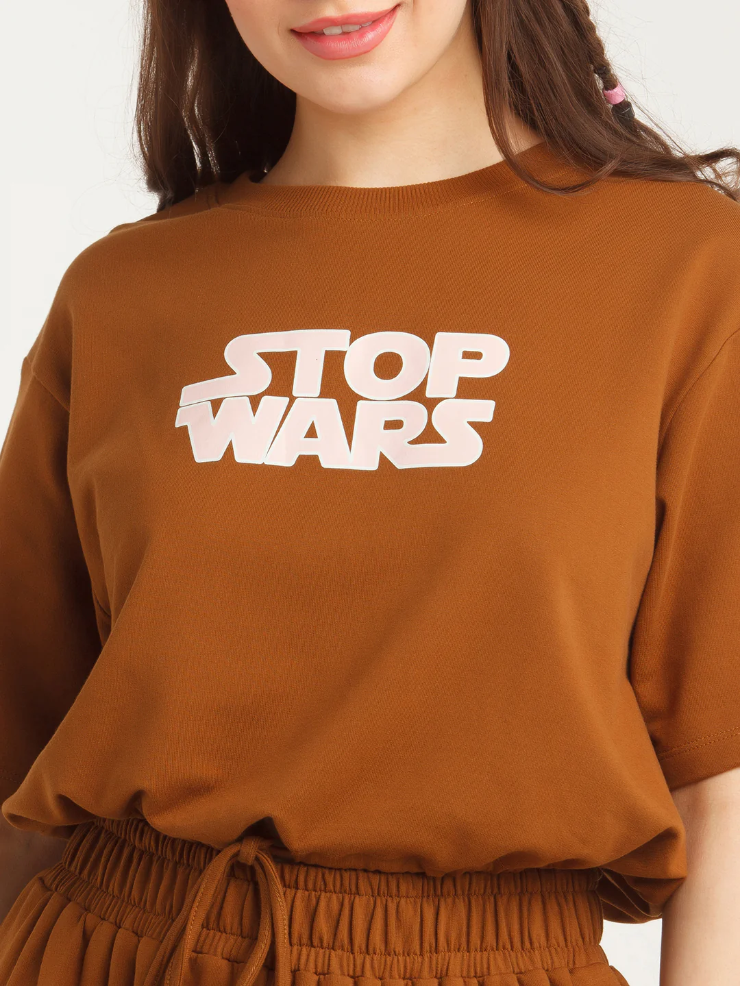 Brown Solid Tie-Up Top - Image 6