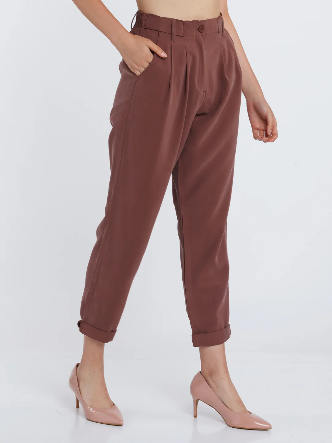 Brown Solid Trouser - Image 3
