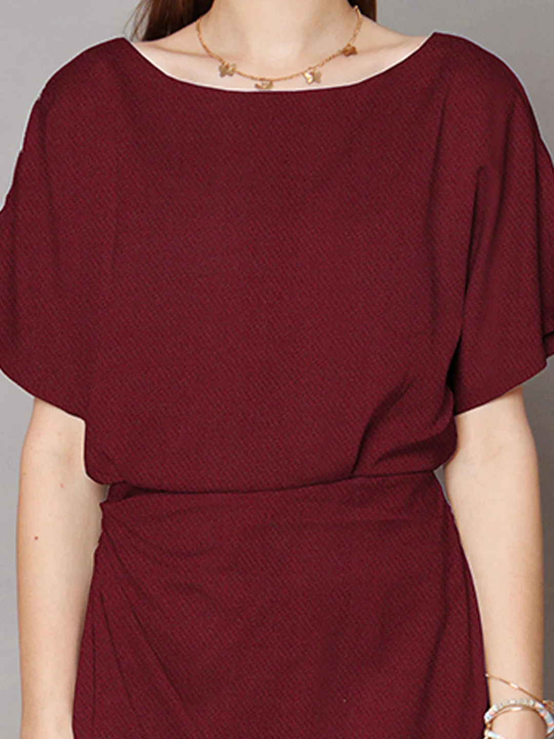 Brown Solid Waist Tie-Up Maxi Dress - Image 6