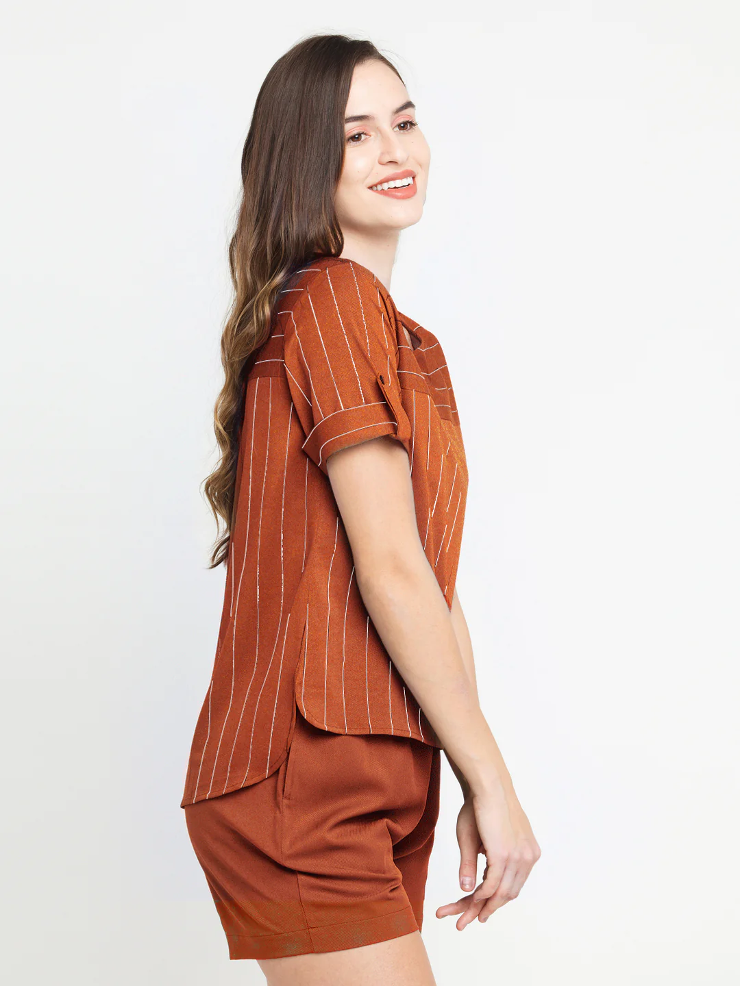 Brown Striped Regular Top - Image 3