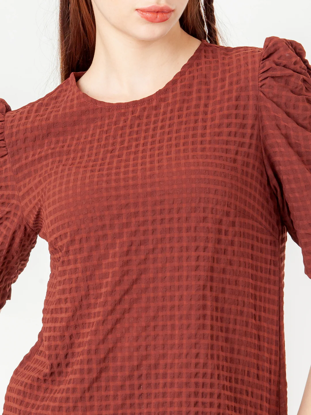 Brown Textured Straight Top - Image 6