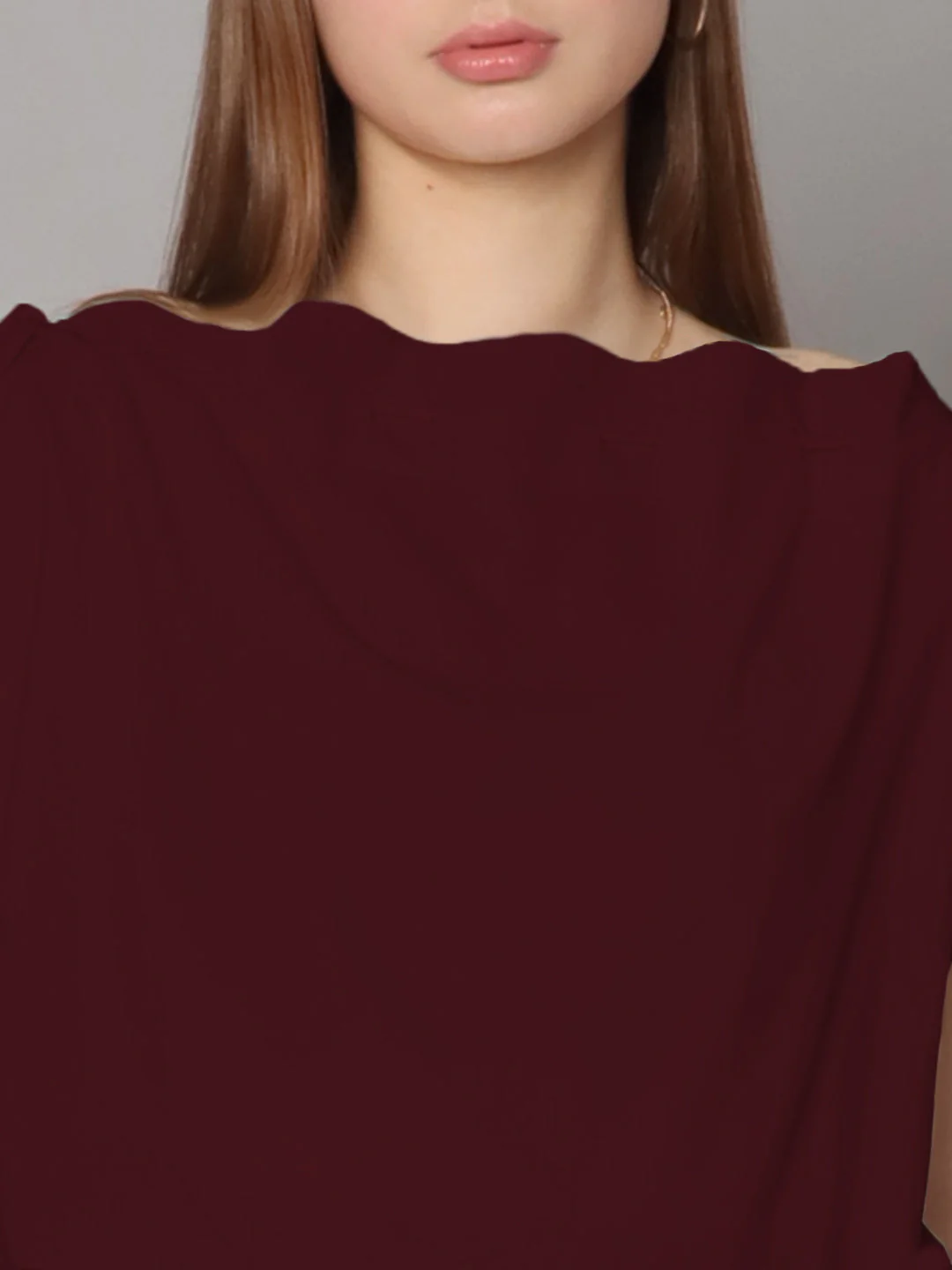 Burgundy Colored Solid Boxy Top - Image 6