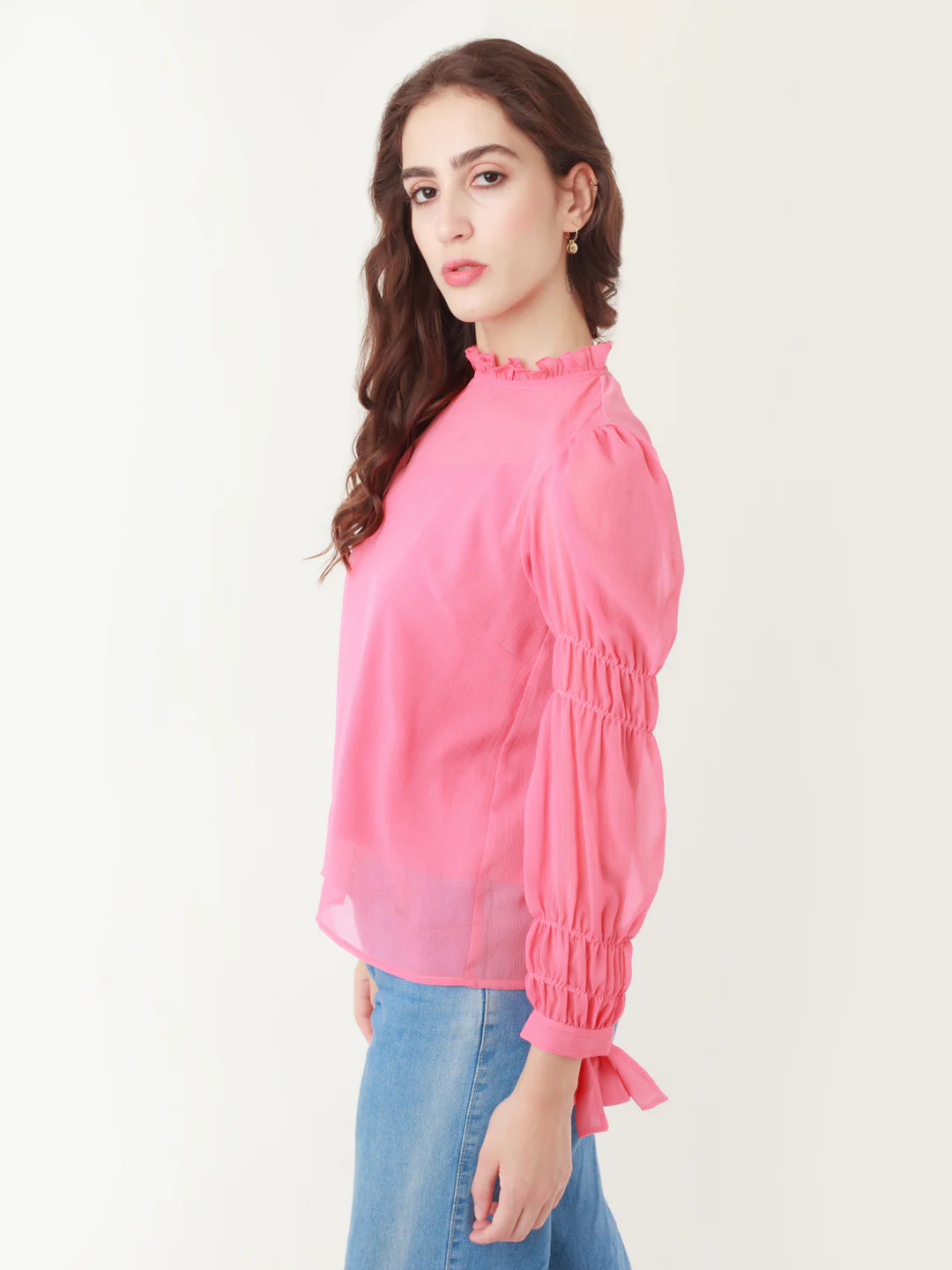 Coral Solid Tie-Up Top - Image 3