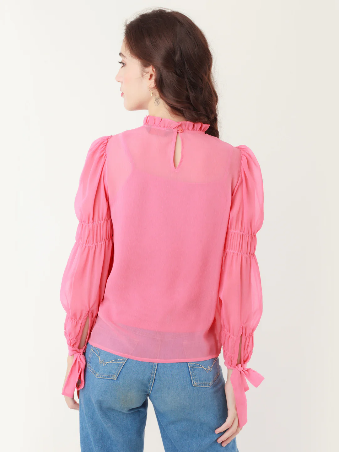 Coral Solid Tie-Up Top - Image 4