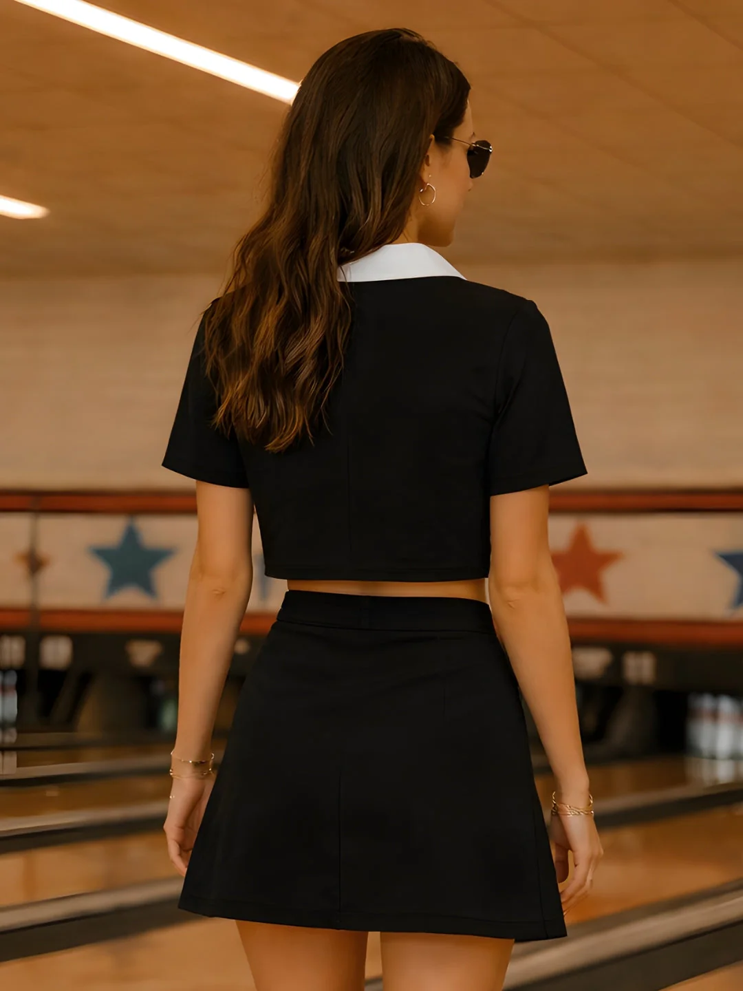 Black Solid Short Sleeve Co-ord Set - Image 4