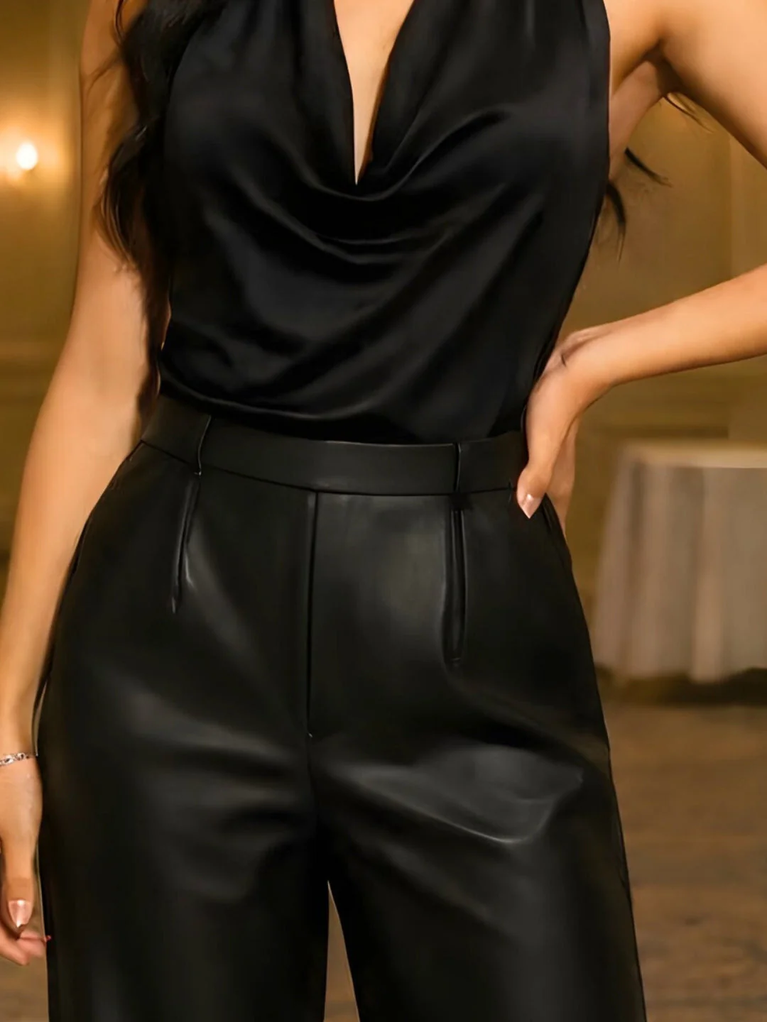 Black Solid Sleeveless Co-ord Set - Image 5