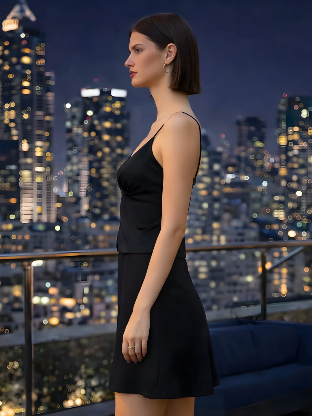 Black Solid Sleeveless Co-ord Set - Image 3