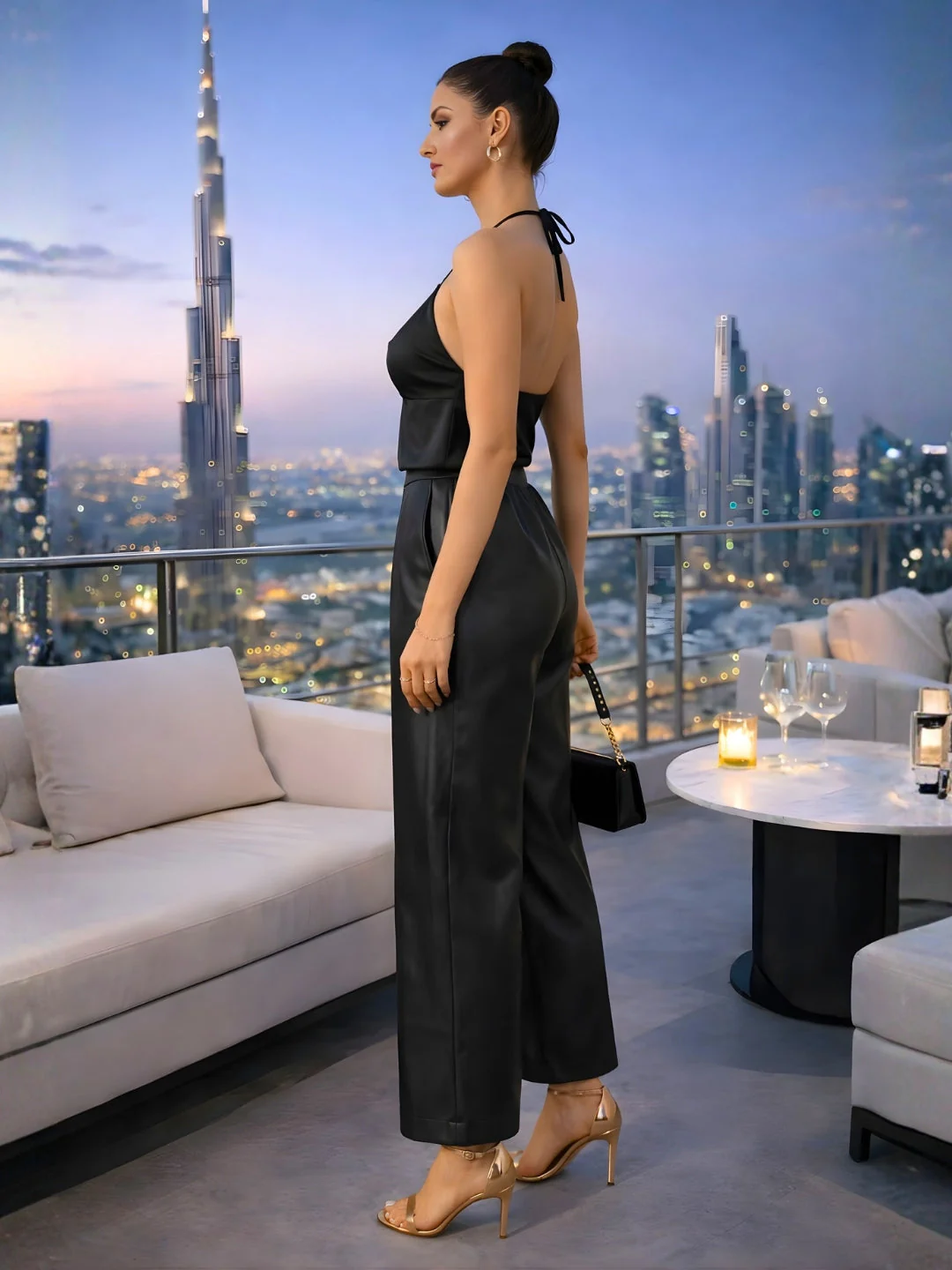 Black Solid Sleeveless Co-ord Set - Image 3