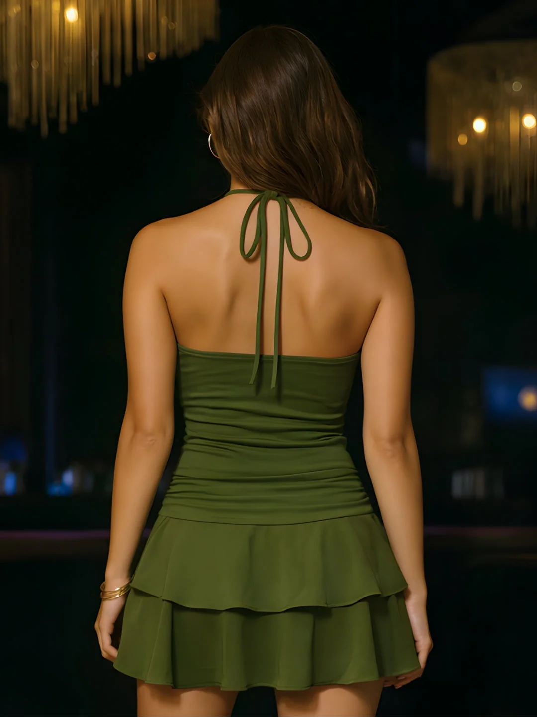 Olive Solid Sleeveless Co-ord Set - Image 4