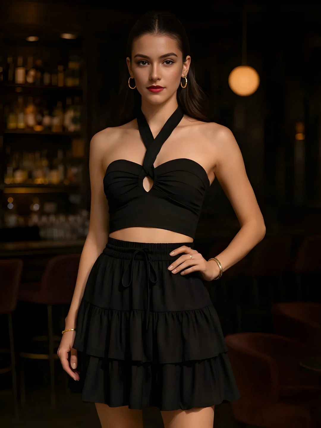 Black Solid Sleeveless Co-ord Set - Image 2