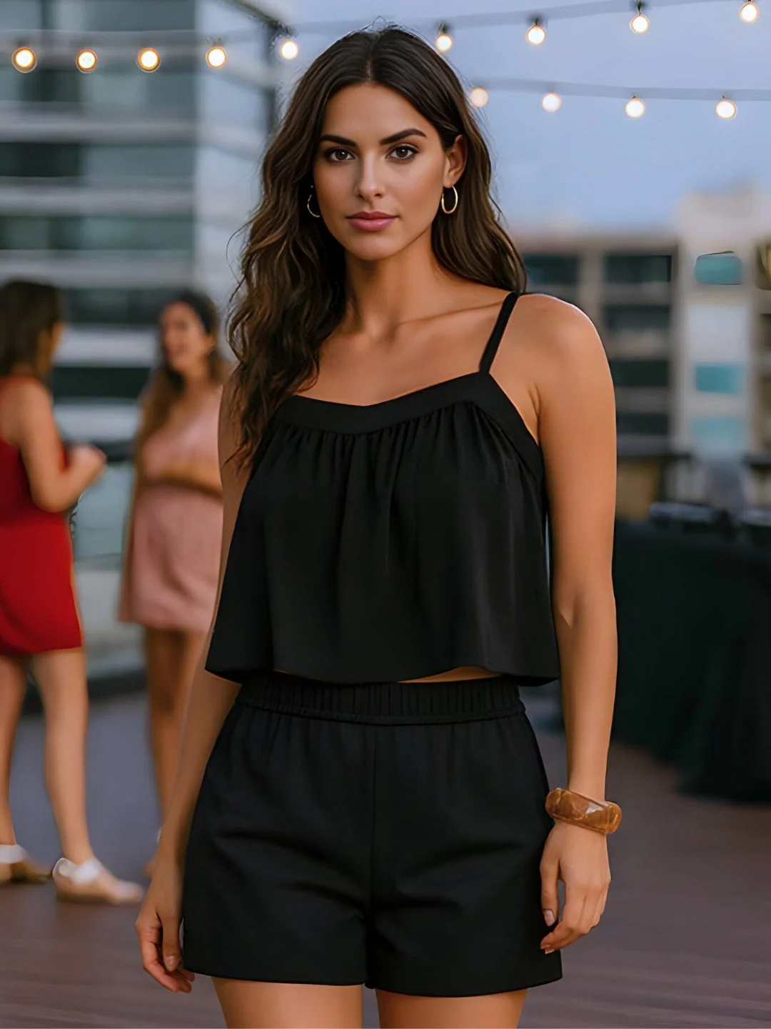 Black Solid Sleeveless Co-ord Set - Image 2