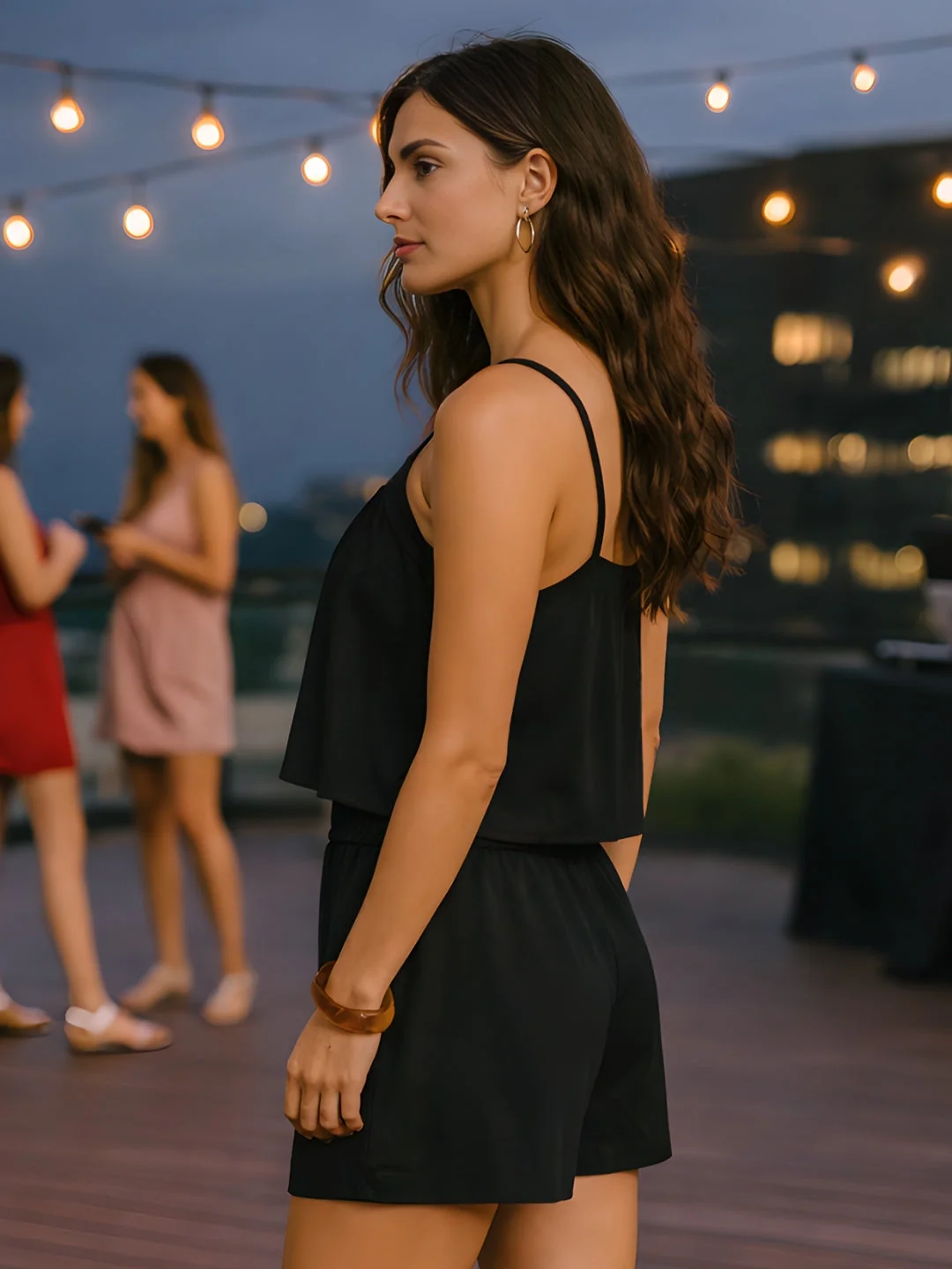 Black Solid Sleeveless Co-ord Set - Image 3