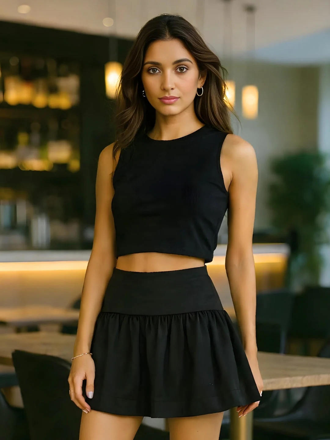 Black Solid Sleeveless Co-ord Set - Image 2