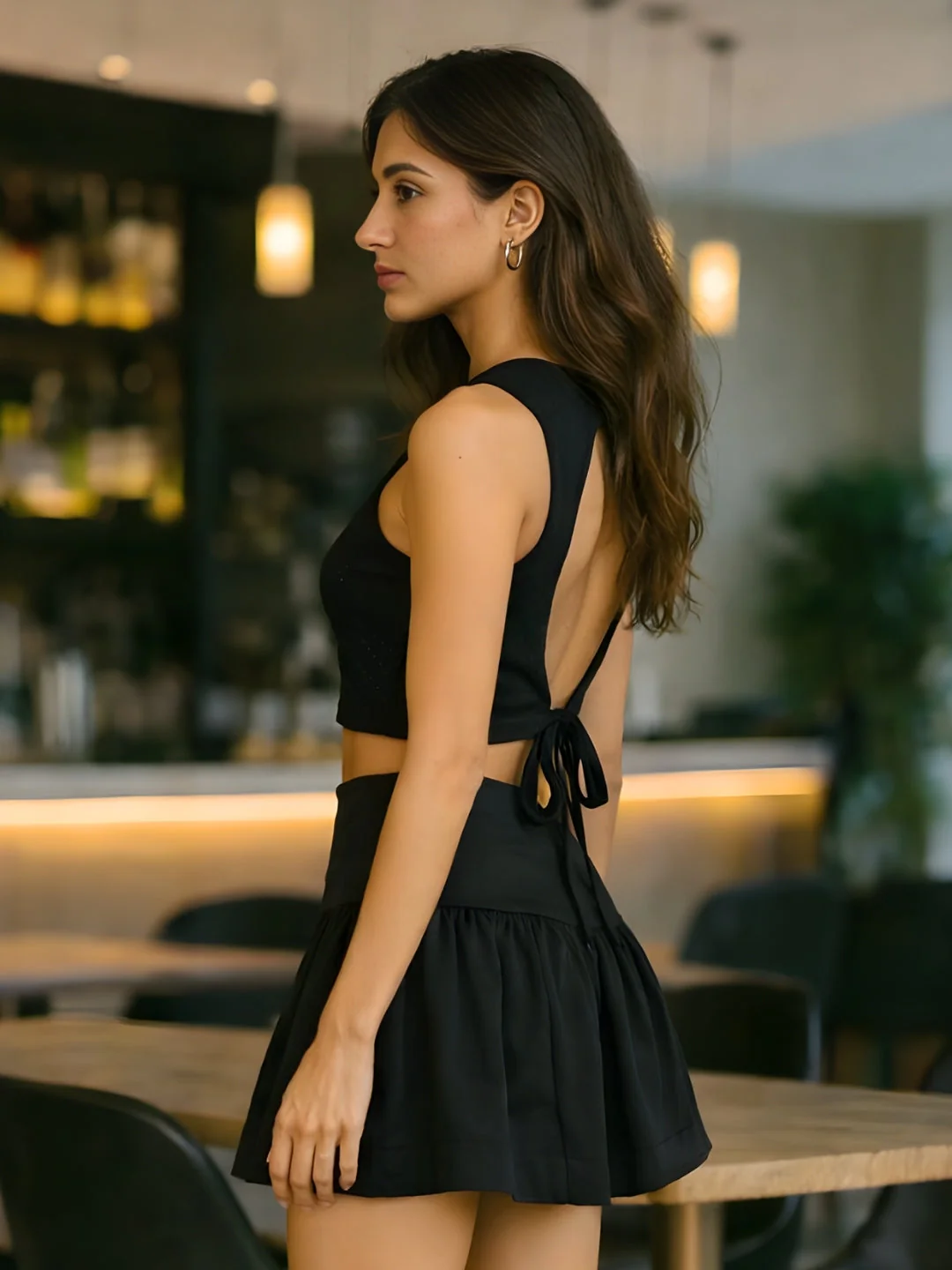 Black Solid Sleeveless Co-ord Set - Image 3