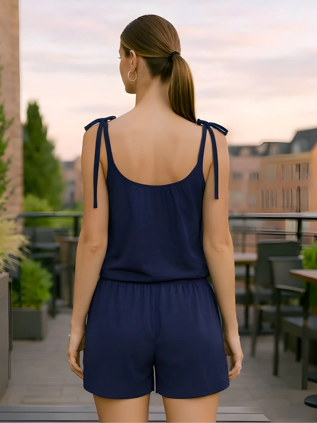Navy Solid Sleeveless Co-ord Set - Image 4