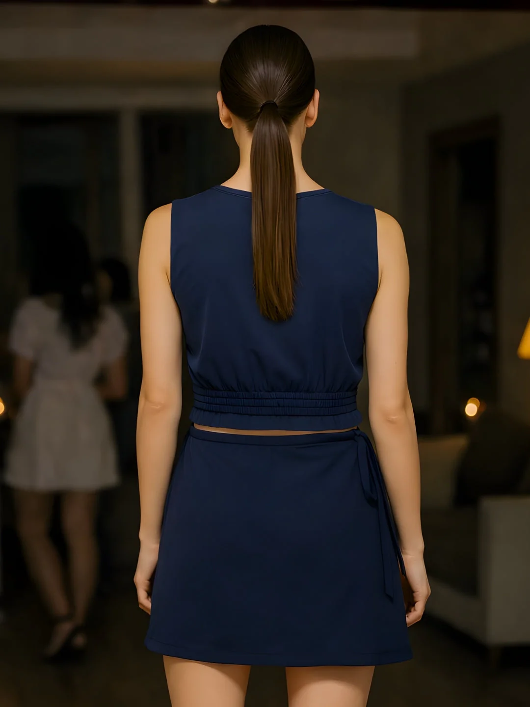 Navy Solid Sleeveless Co-ord Set - Image 4
