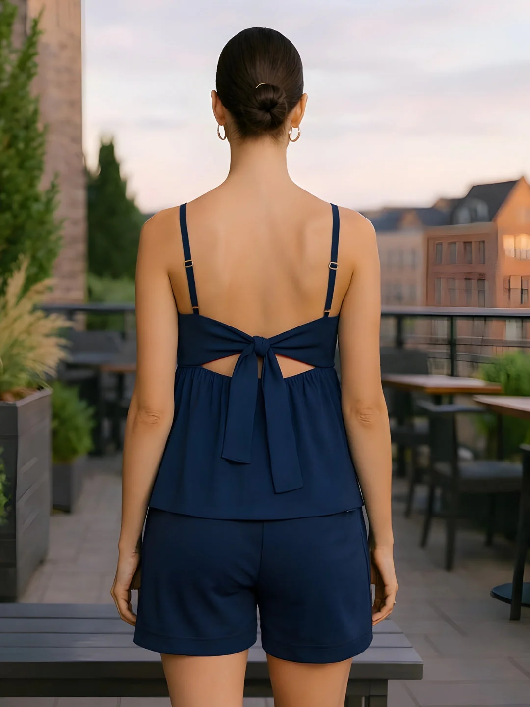 Navy Solid Shoulder Straps Co-ord Set - Image 4