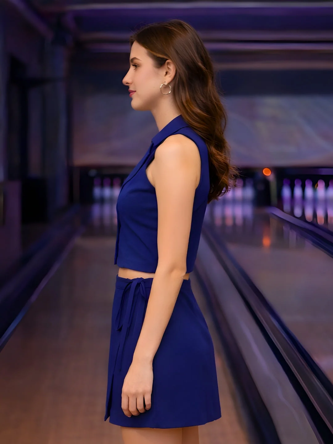 Navy Solid Sleeveless Co-ord Set - Image 3