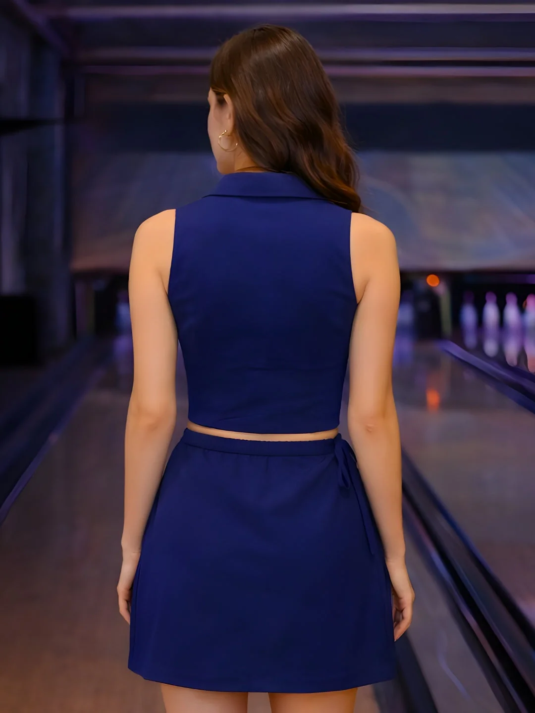 Navy Solid Sleeveless Co-ord Set - Image 4