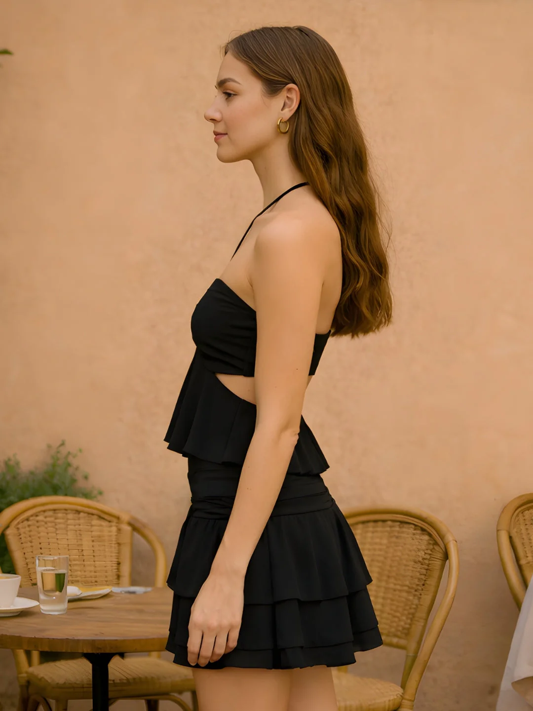 Black Solid Sleeveless Co-ord Set - Image 3