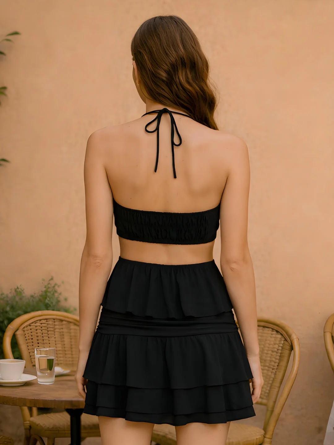 Black Solid Sleeveless Co-ord Set - Image 4