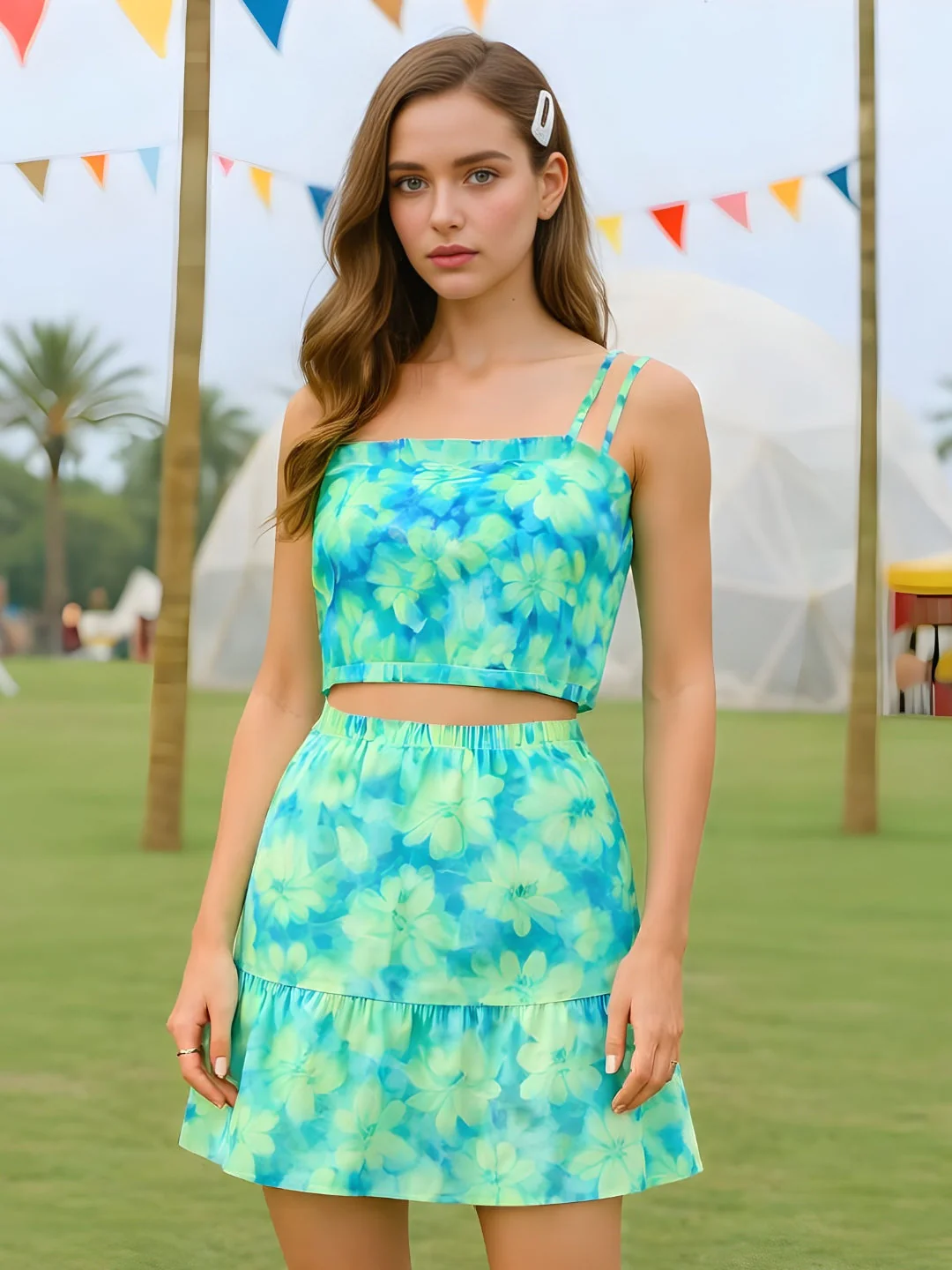 Multi Floral Shoulder Straps Co-ord Set - Image 2