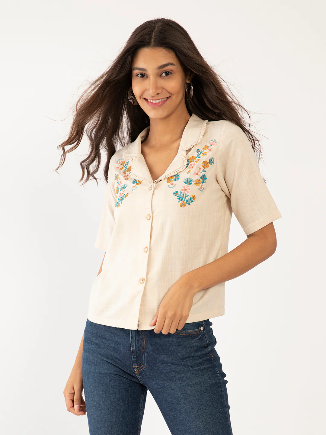 Cream Embroidered Top - Image 2