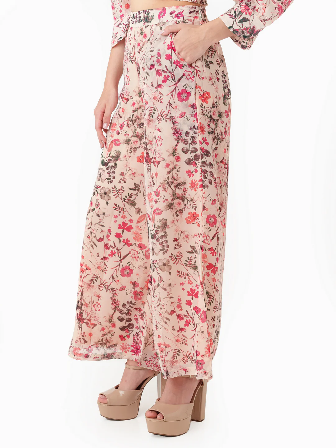 Cream Printed Regular Trouser - Image 3